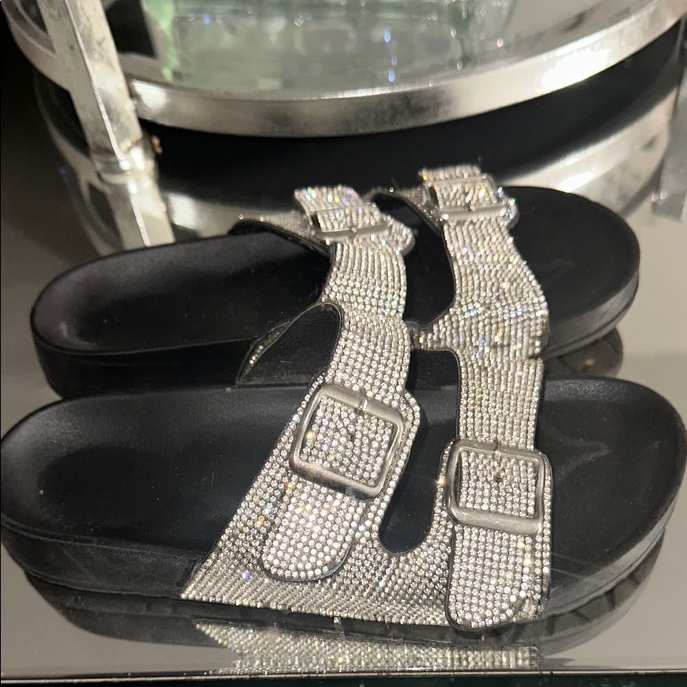 Elegant Black and Silver Women's Sandals